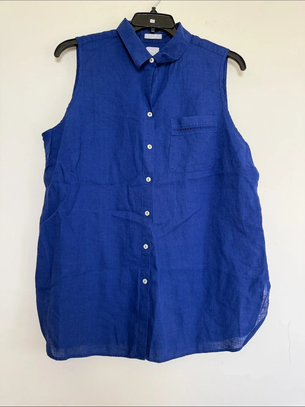 Chico's Sleeveless Button-Front Top in Royal Blue - Picture 2 of 8